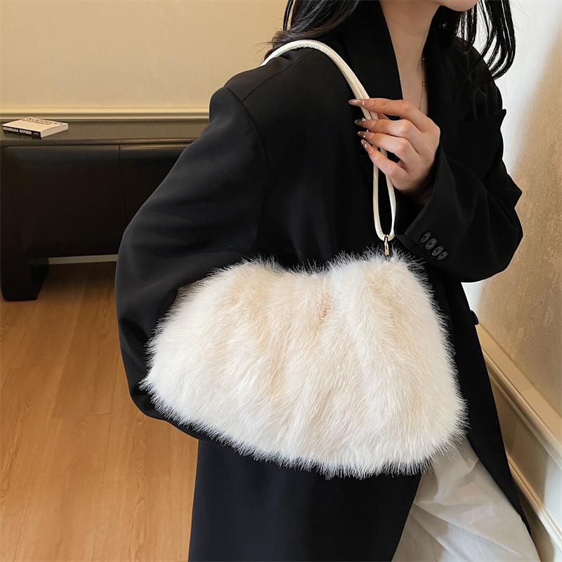 Women's Shoulder Bag Large Capacity Underarm Bag Solid Color Tote Bag