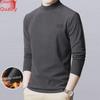 Men's Printed Warm Long-Sleeve Velvet T-Shirt with Double-Sided Velvet and Half-High Collar – Autumn/Winter Style