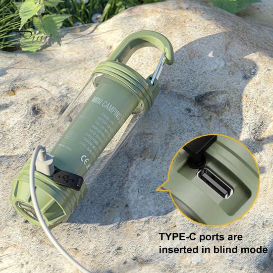 LED-Campinglicht mit Haken, 4 Modi, einstellbar, wasserdicht, Typ C, wiederaufladbar, tragbar, für Outdoor-Wanderzelt, Hängelampe, Notfall-Laterne, Taschenlampe