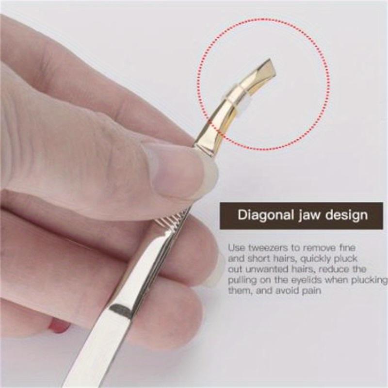 1PC Slant Tips Eyebrow Clips Stainless Steel Eyelash Extension Tweezers Brow Hair Removal Tweezers Makeup Tools Eyebrow Pliers