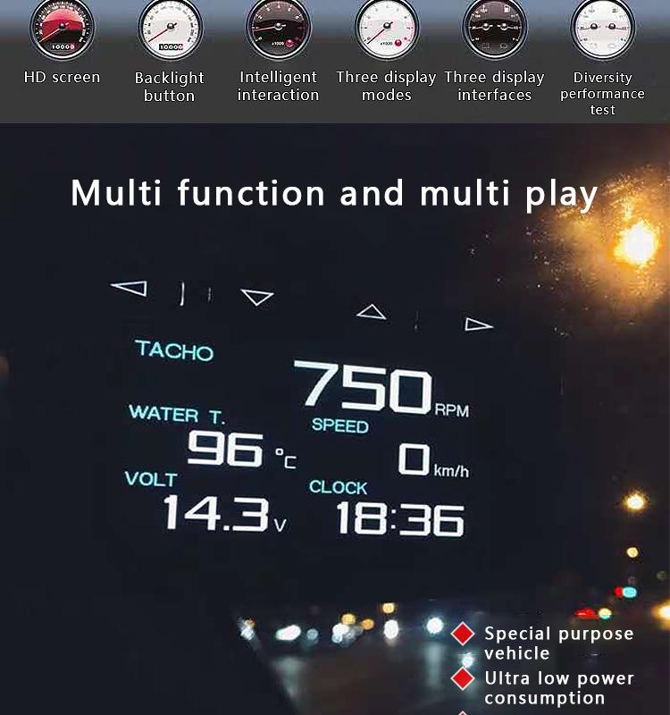 LUFI X1 Car Multifunctional OBD Gauge: Air-Fuel Ratio, RPM, Oil/Exhaust Temp, Voltage, Water Temp, Turbo Pressure.