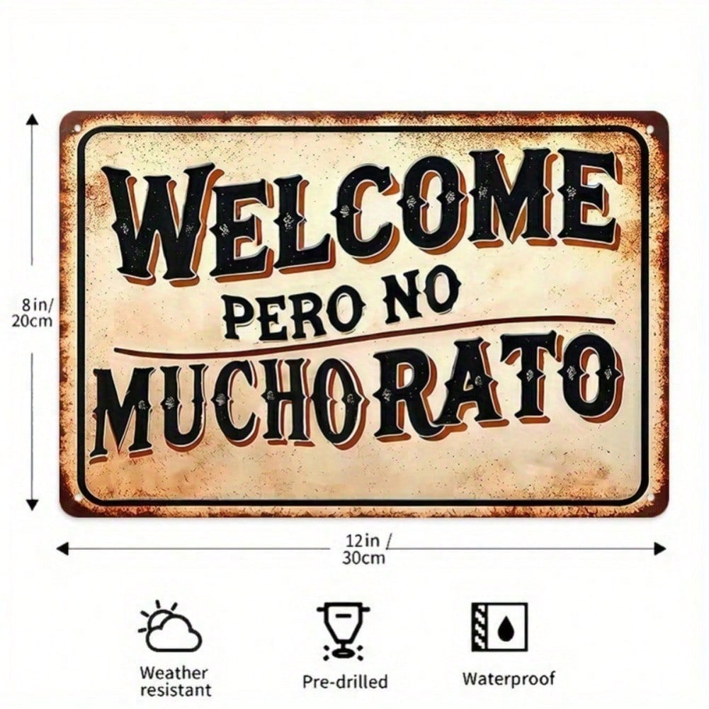 

Spanish Welcome Tin Sign Funny Quote Vintage Metal Wall Decor Rustic Home Art 20x30 разноцветный
