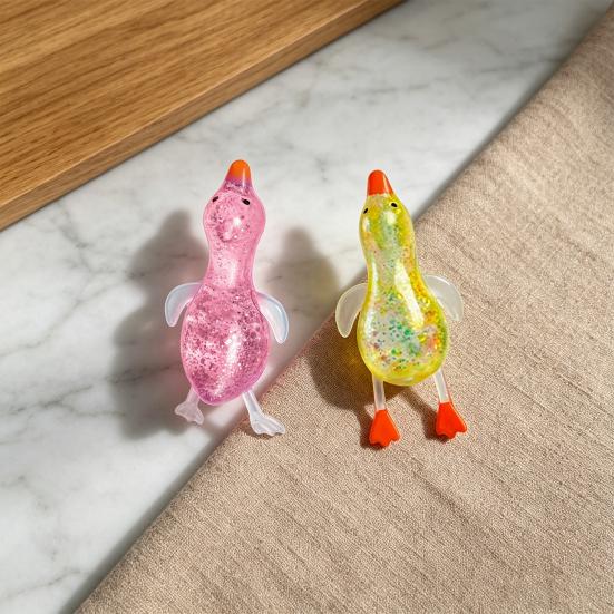 Transparent Glitter Duck Squeeze Toy, Mini Duck Anxiety Relief Sensory Toy, Slow Rising Animal Shape Stress Toy