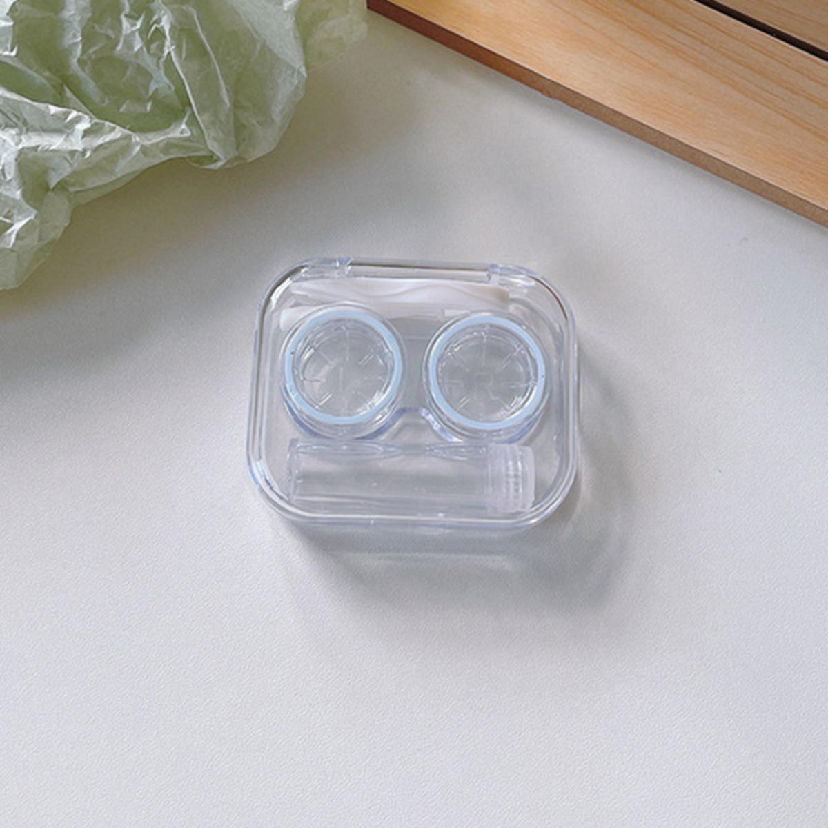 

Transparent Contact Lenses Box Portable Invisible Lens Case with Tweezer Remover Tools Travel Contact Lenses Soak Container Box one size синий
