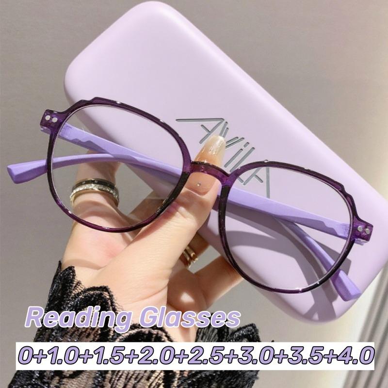 New Large Round Presbyopia Glasses Fashion HD Anti-blue Light Reading Glasses Ultra-light Women's Grade