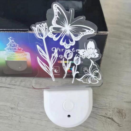 Night Light Christmas Tree Shape Projection 3D Effect Energy-saving Plug-Play LED Nightlight Holiday Decor