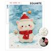 Cute Cat Christmas Frameless Pearl Painting 3D Shiny Bead Canvas Cozy Room Decor Adult Creative Handmade Craft for Home Wall Art