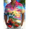 Moon Star Hawaiian Shirt Men Women Fashion Casual Hawaiian Sea Shirts Short Sleeve Button Blouse Festive Holiday Tops