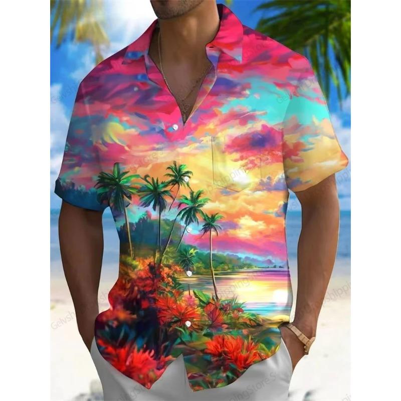 Moon Star Hawaiian Shirt Men Women Fashion Casual Hawaiian Sea Shirts Short Sleeve Button Blouse Festive Holiday Tops
