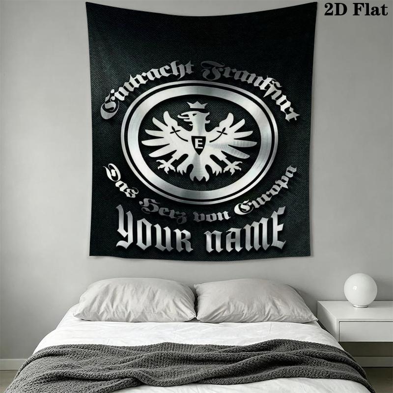 Tapisserie murale Eintracht Frankfurt avec nom personnalisé Accrochage mural esthétique Couverture en tissu imprimé Tapisseries décoratives pour chambre à coucher salon Décoration de maison