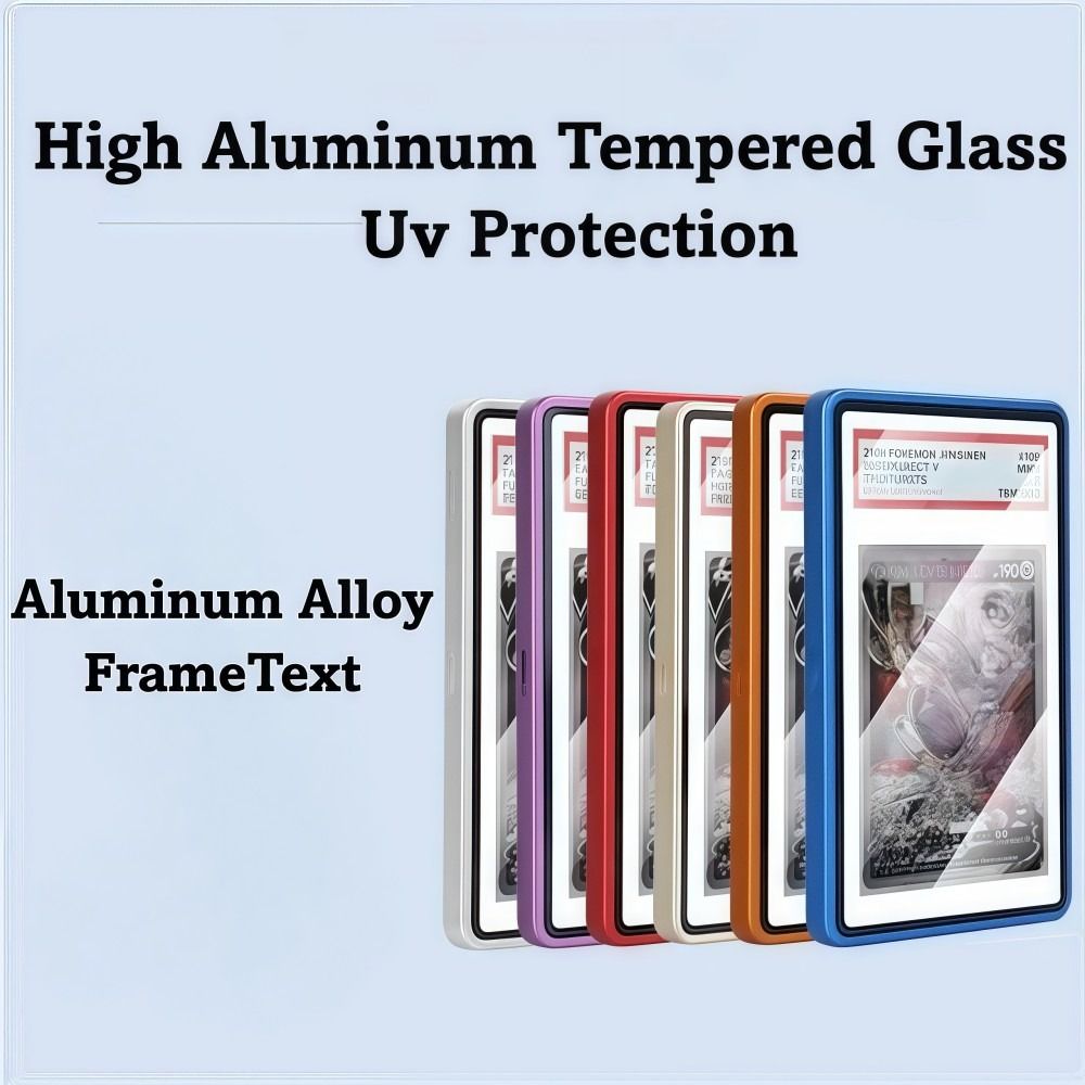 2-in-1 PSA/CGC Graded Card Protective Box Transparent with Stand Metal Magnetic Case Double-sided Glass UV Protection