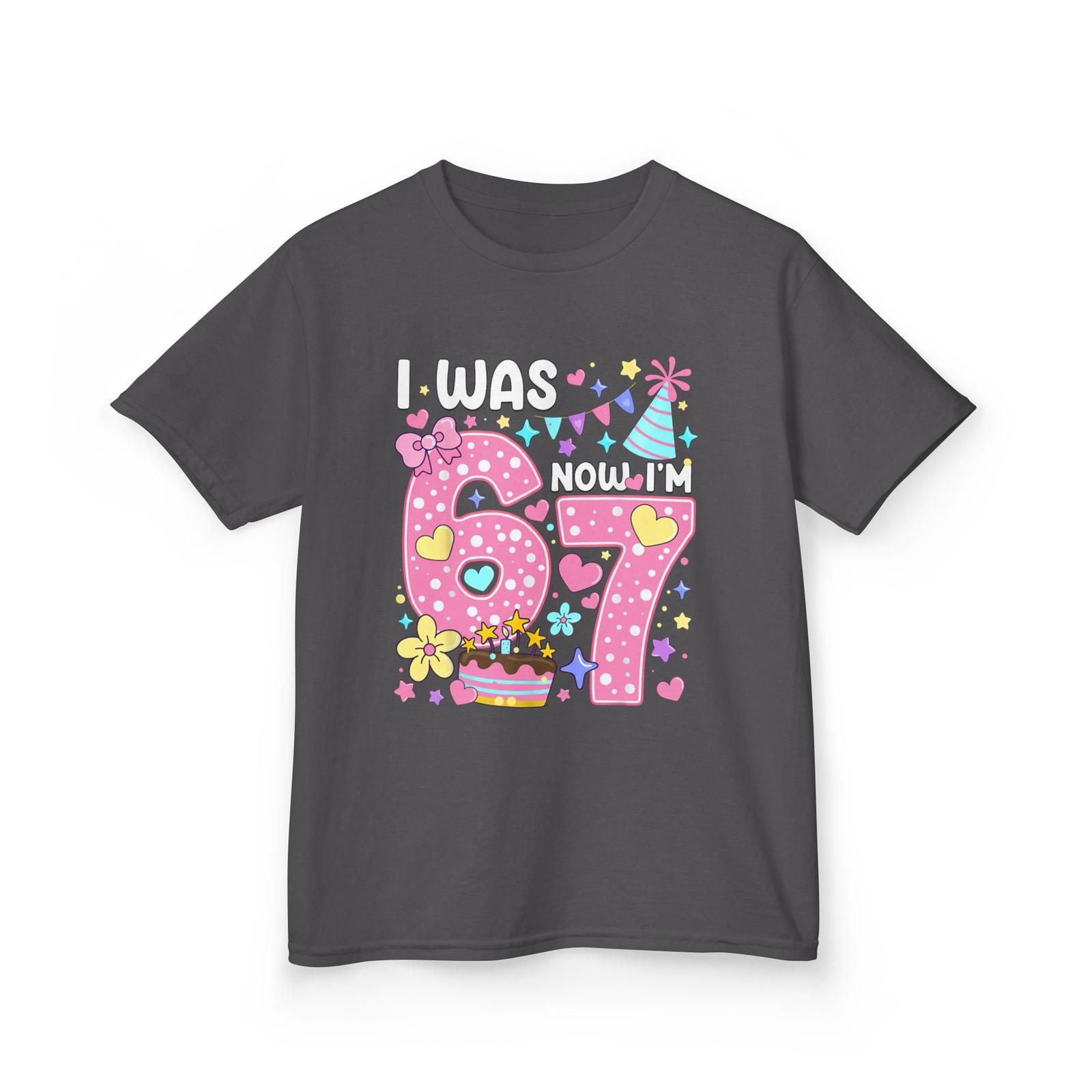 7th Birthday Girl Shirt, Six Seven I Was 6 Now I m 7 Year Old Funny T-Shirt L