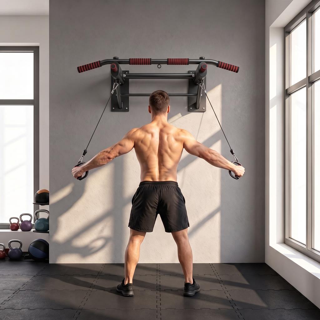 Foldable Pull-Up Bar, Pull-Ups with Non-Slip Handles, Wall Mounted Max. 120 Kg, 98 X 65 X 31 Cm Black