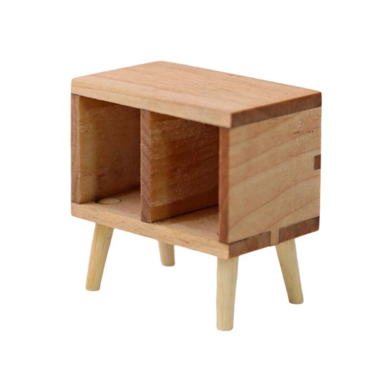 1:12 Scale Doll House Bedside Cabinet Natural Wood Furniture Model Figurine For Realistic Display Scene Arrangemetn