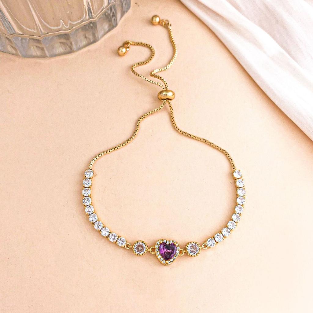 Bracelet Colorful Love Zircon Bracelet Light Luxury High-end Pull-out Bead Adjustable Bracelet Exquisite and Versatile Girlfriend Model