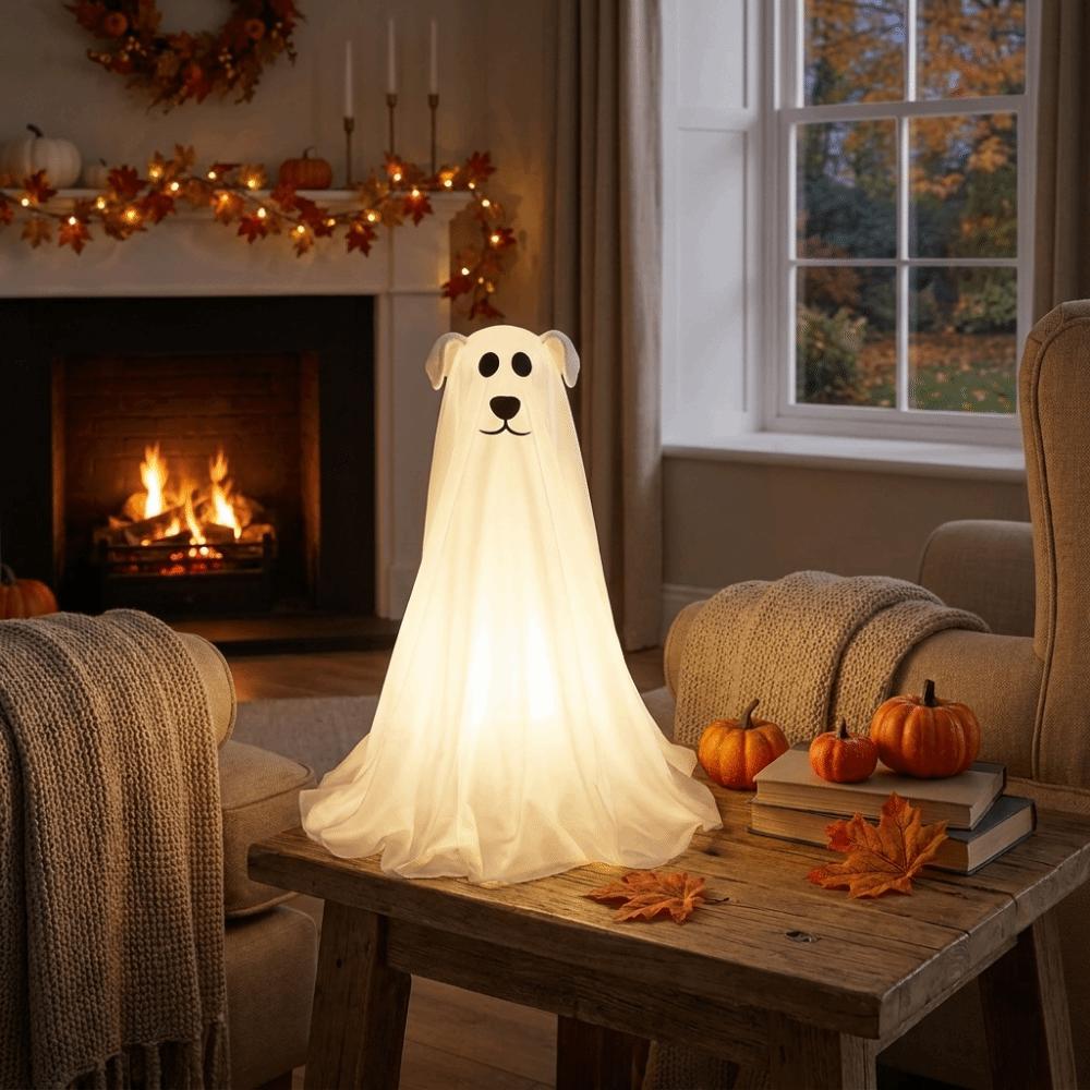 Lumières LED à télécommande Chien Fantôme Autoportant Décoration d'Halloween Accessoire Décoration de Porche Avant