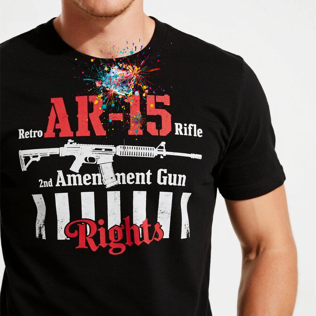 Retro AR15 Rifle 2nd Amendment Gun Rights TShirt 100 Cotton ONeck Summer Short Sleeve Casual Mens Tshirt Size S3XL