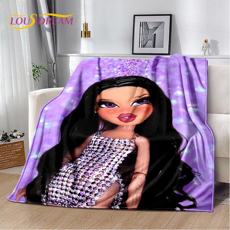 Cartoon Bratz Doll Girls 3D Printed Soft Blankets,Keep Warm Throw Blanket Comfortable Blanket for Picnic Beds Sofa Home Bedroom