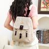 Schoolbag new retro contrasting color backpack women's large-capacity leisure travel schoolbag versatile fashion PU backpack