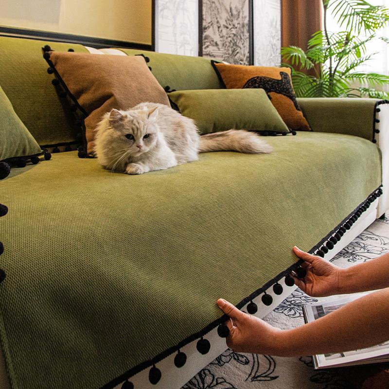 Medieval Sofa Cushion Chenier Fixed Non-Slip And Anti-Cat Scratch Sofa Seat Cushion Universal In All Seasons, Living Room Sofa Cover