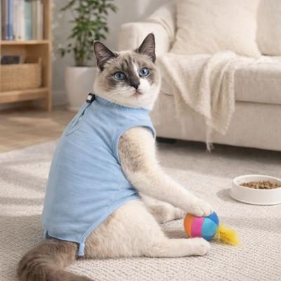Adjustable Cat Recovery Suit Comfortable Breathable Cat Sterilization Suit Solid Color Soft Cat Weaning Suit Pet Supplies