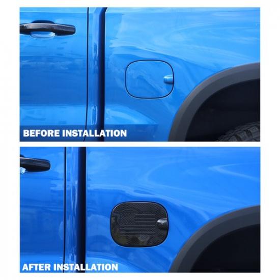 Exterior Fuel Tank Cap Cover Trim For 19+ Chevy Silverado GMC Sierra CarbonFiber