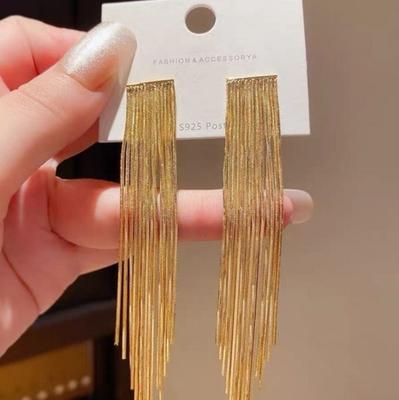 Elegant Bling-bling Style Fashion Design Dangle Long Tassel Drop Earrings Women Earrings Chain Tassel Jewelry Accessory