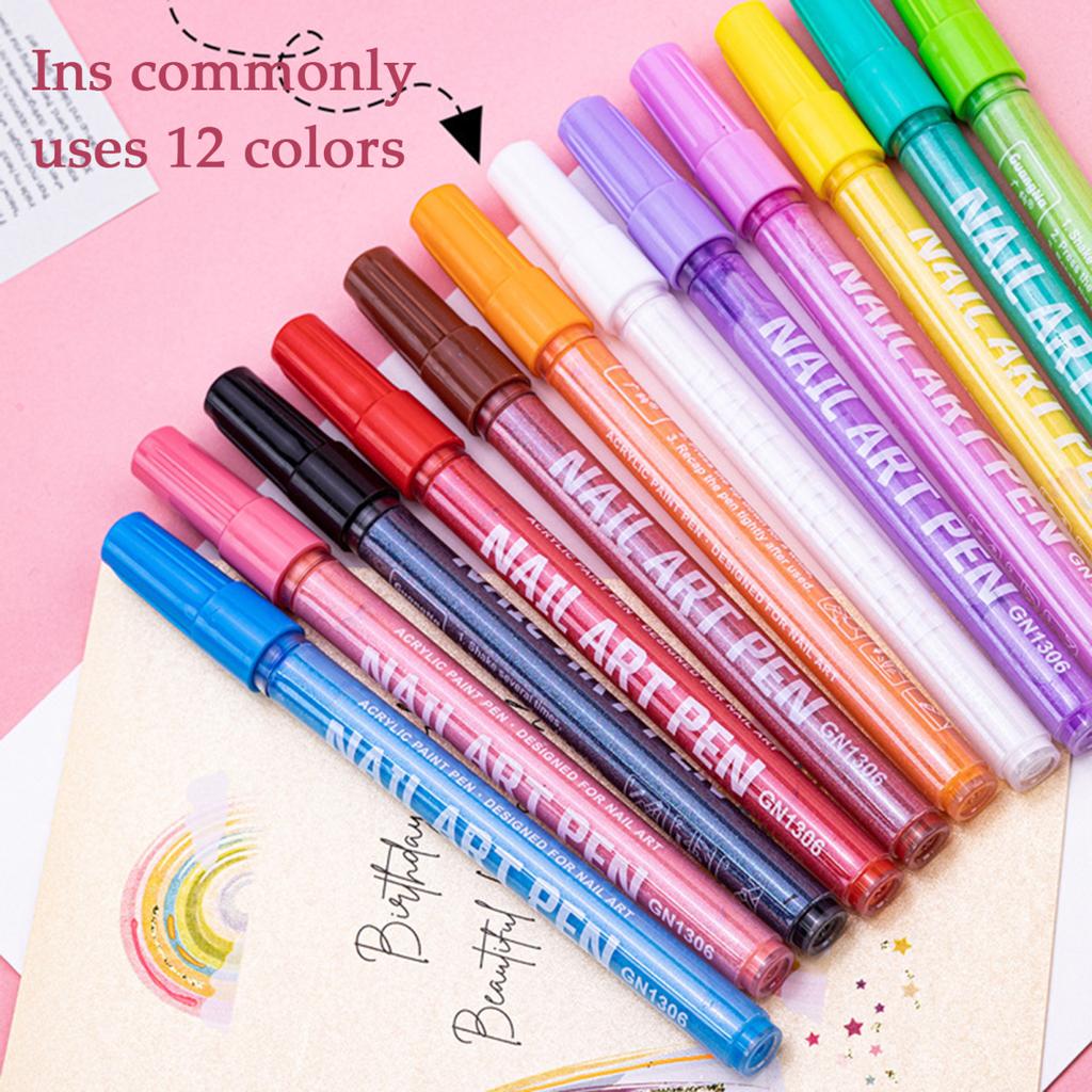 12-teiliges Nailart-Stifte-Set, 3D-Nagellackstift, schnelltrocknender Nagelpunkt, Graffiti-Punktierstift, Nailart-Marker, Zeichen- und Malstift