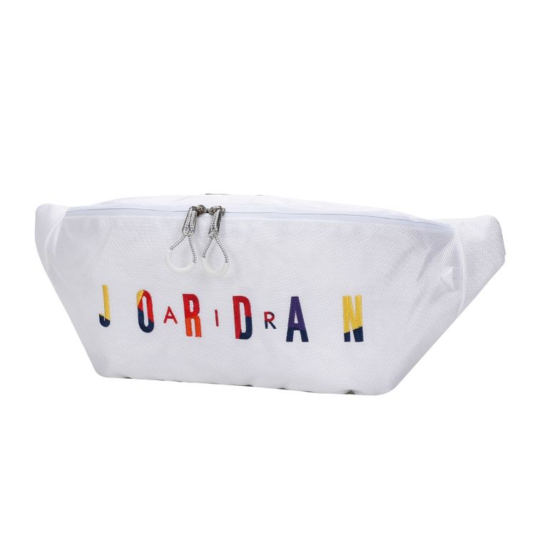 Jordan Sports Versatile Colorful Embroidered Logo Zipper Crossbody Waist Bag Unisex bags White 9A0255-W4H White