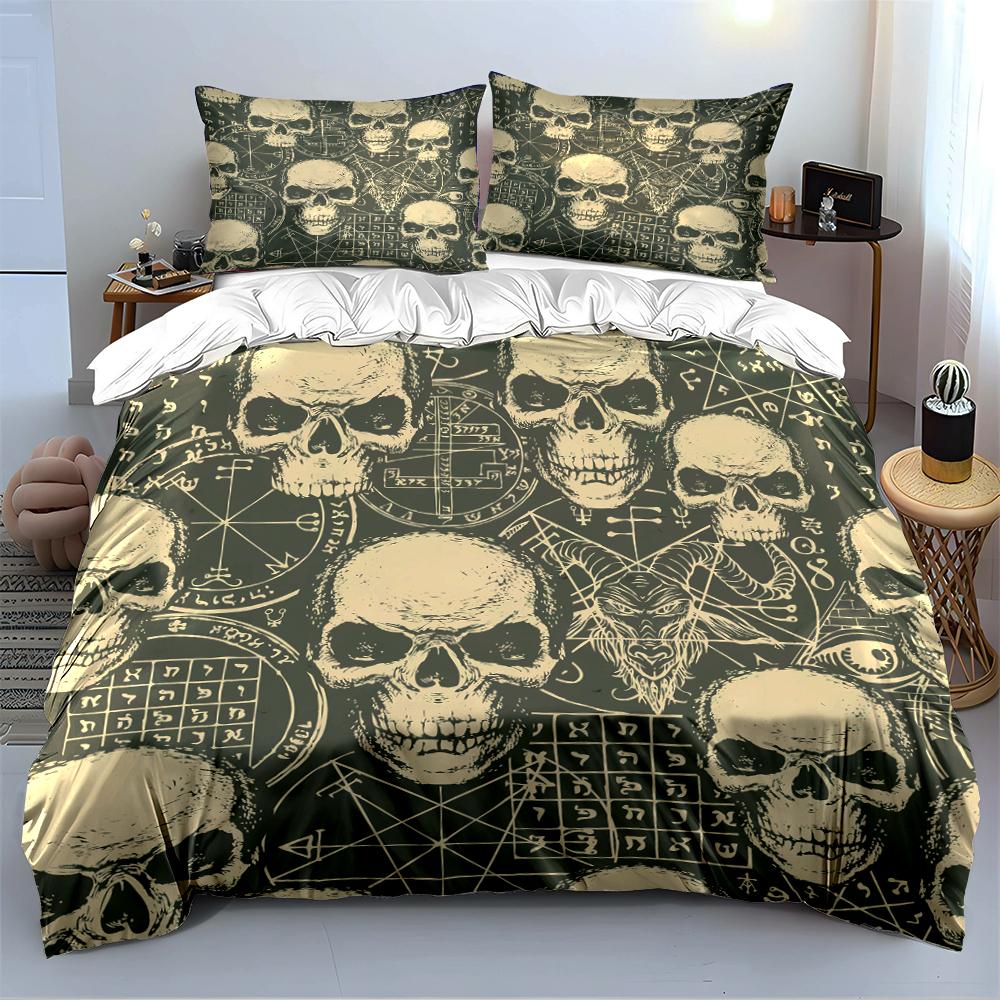 Gothic Skull Pattern Bedding Set Bedding set (1 duvet cover, 2 pillowcases, duvet not included)