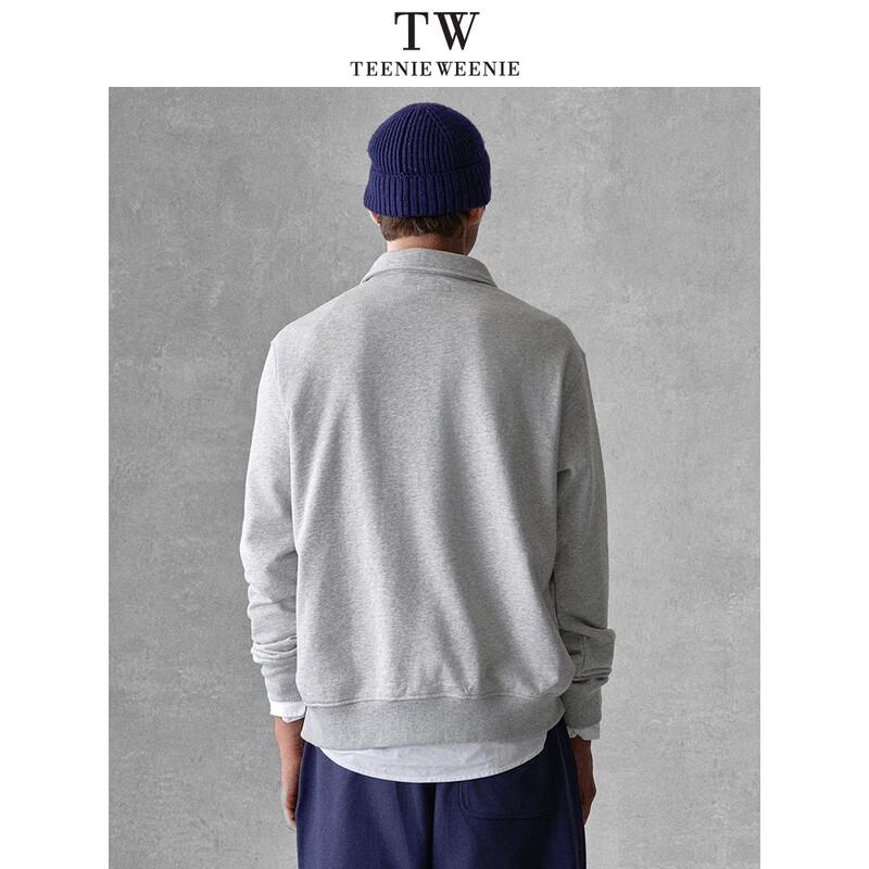 Teenie Weenie Men's Loose Fit Terry Fleece Pullover Sweatshirt with Zipper Collar