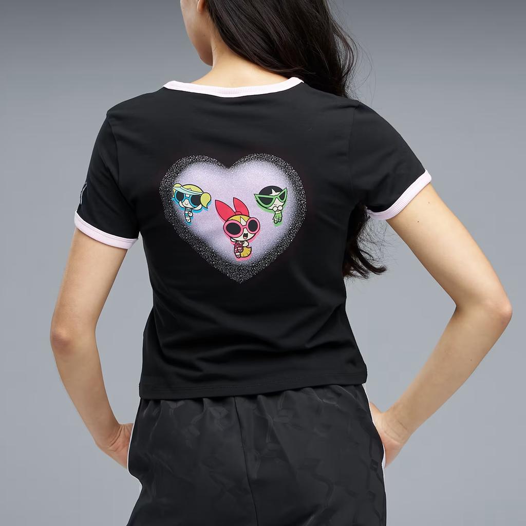 Puma X Powerpuff Girls Collaboration Round Neck Slim Fit Short Sleeve T-Shirt Women Tops 63786501