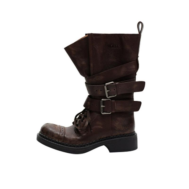 Autumn and Winter Women's Leather Shoes Comfortable and Soft Women's Shoes Non-slip Beef Tendon Soles Large Size Fashion Boots Women's Boots Retro
