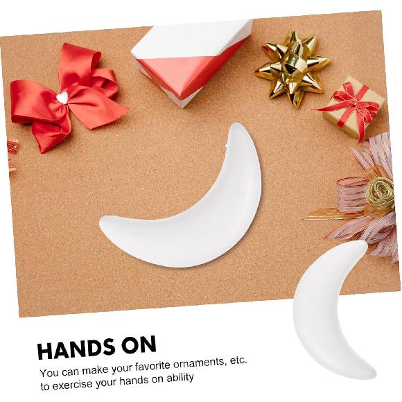 SHINEOFI 10pcs Moon Shaped Foam Christmas Tree Ornaments Unfinished Craft Adornments for Holiday Decor for Projects Arts and Crafts and Festive