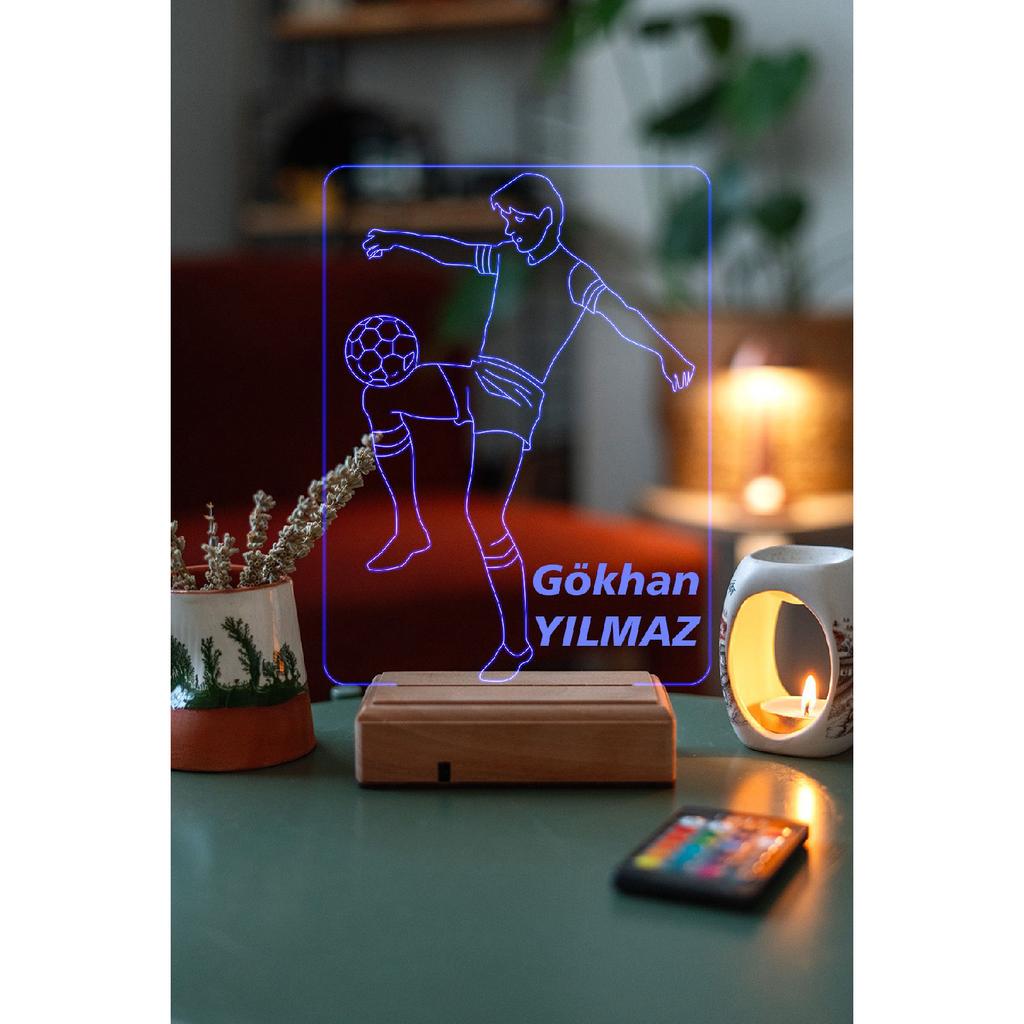 Cadeau personnalisé joueur de football faisant rebondir la lampe de bureau LED 3d balle