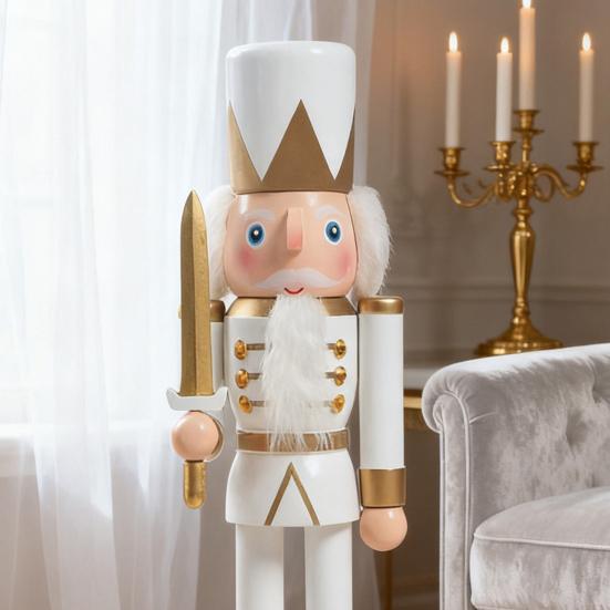 Yousheng 10" Nutcracker Figurines Wooden Christmas Nutcracker Soldier Ornament Standing Nutcracker Figure for Fireplace Shelf Tabletop Decor