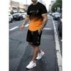 Summer Men's 3D Gradual Change Printed Sports Suit Fashionable Versatile Breathable Casual Trend