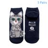 5Pairs Cute Cartoon Cat Dog Short Socks For Women Spring Summer Breathable Cotton Socks Kawaii Animal Socks Fashion Casual Socks