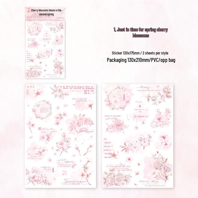

Twilight Transfer Stickers: Floating Spring Flower Series for Journals & Collages - 4 Styles