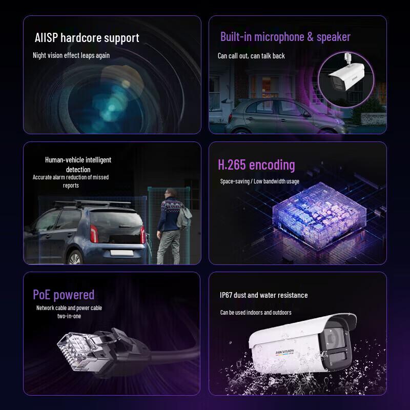 HIKVISION 8MP 4K Full-Color Smart Outdoor PoE Camera CN plug (adapter included)