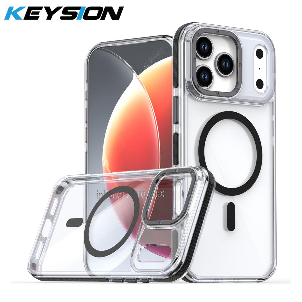 KEYSION HD Transparent Magnetic Case for MagSafe for iPhone 17 Pro Max Wireless Charging Shockproof Phone Cover for iPhone17 Air