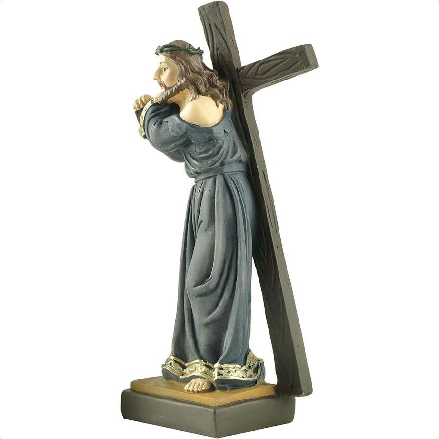 

BonzaPicks Фигурка Иисуса, несущего крест 4,92 Смола Статуя Иисуса Христианский религиозный декор для дома Столешница Полка Основанный на вере G United States