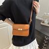 New Lock Solid Color Simple High-end Urban Commuter Versatile Atmospheric Shoulder Crossbody Bag Women