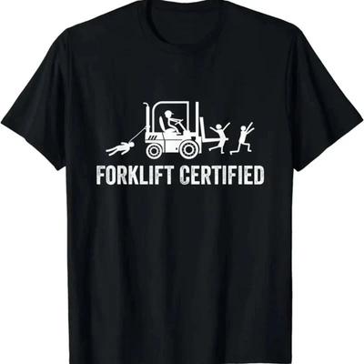 Lustiges Gabelstaplerfahrer Zertifiziert T-Shirt Herren Baumwolle Grafik T-Shirt Vintage