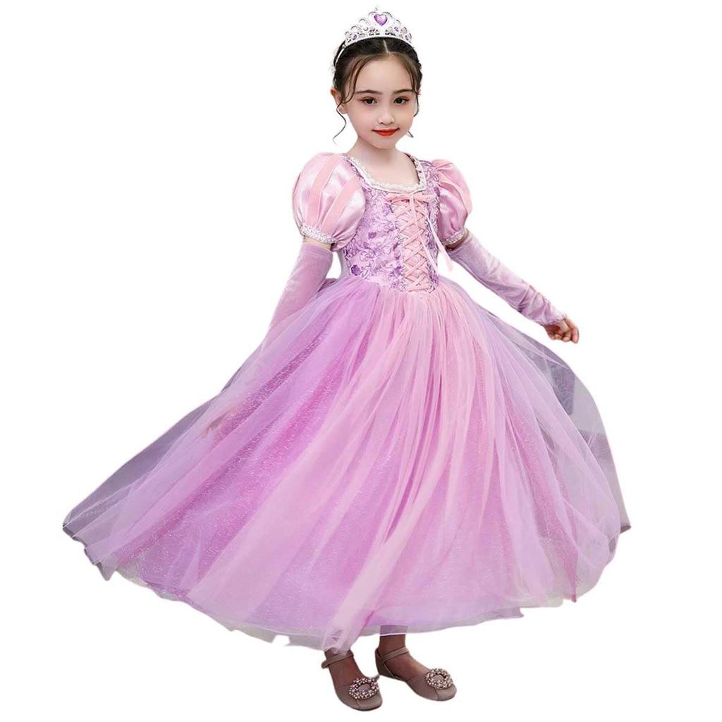 Rapunzel Dress Costume Cosplay Princess Costume Kids Halloween Princess Costume Girls D196 [monoii] Children's