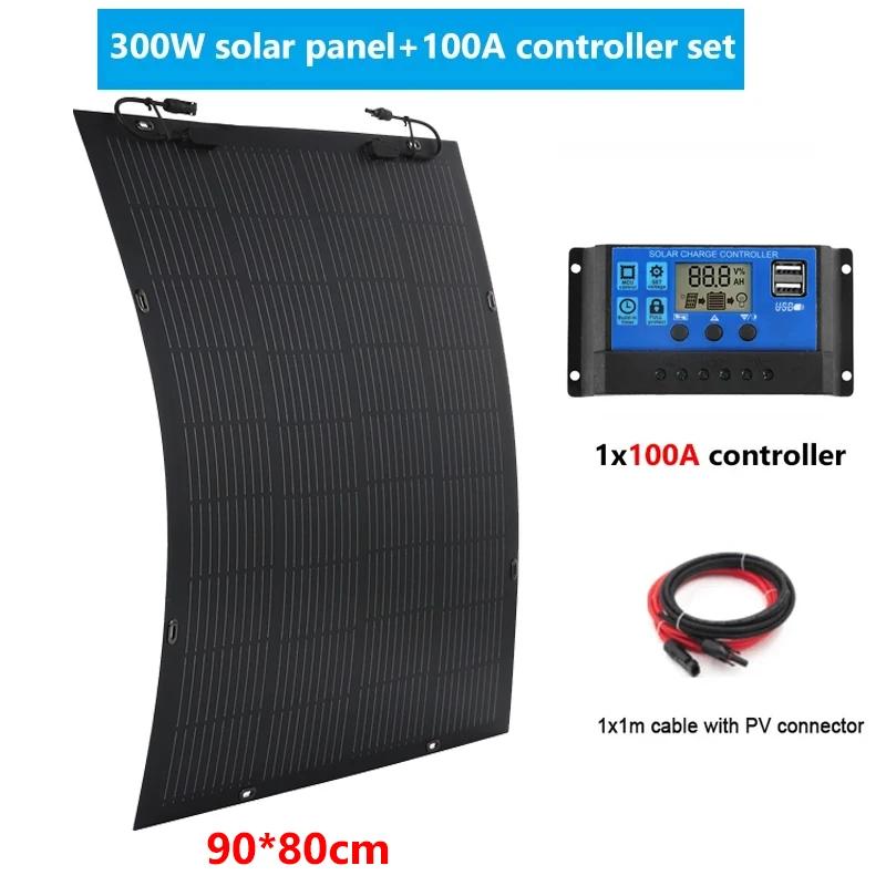 

300 Вт 600 Вт комплект солнечных панелей 18 В гибкая солнечная батарея зарядное устройство солнечная пластина для кемпинга яхты автодома автомобиля RV лодки каравана