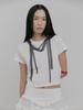 Soltipebeul Lace Scarf Printing Top [White]