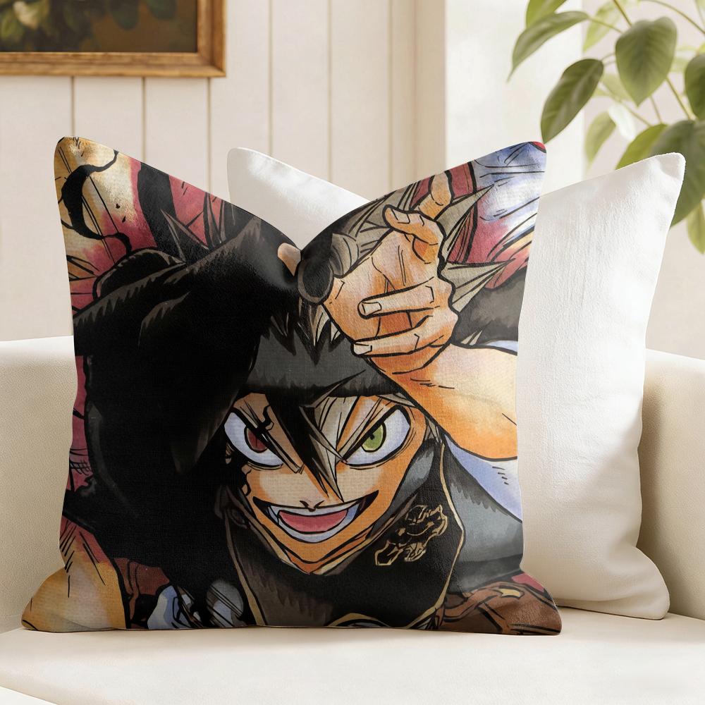 Cartoon Black CClover Cushion Cover Eco Linen Pillow Case DoubleSided Print Breathable Durable Zipper Home Decor Gift
