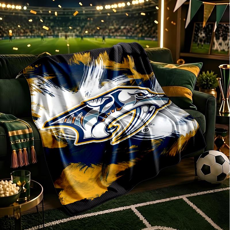 Nashville Hockey Team Throws Blanket Flannel Blankets Plush for Couch Bed Gifts for Men Women Travel picnic blanket Christmas fan gifts