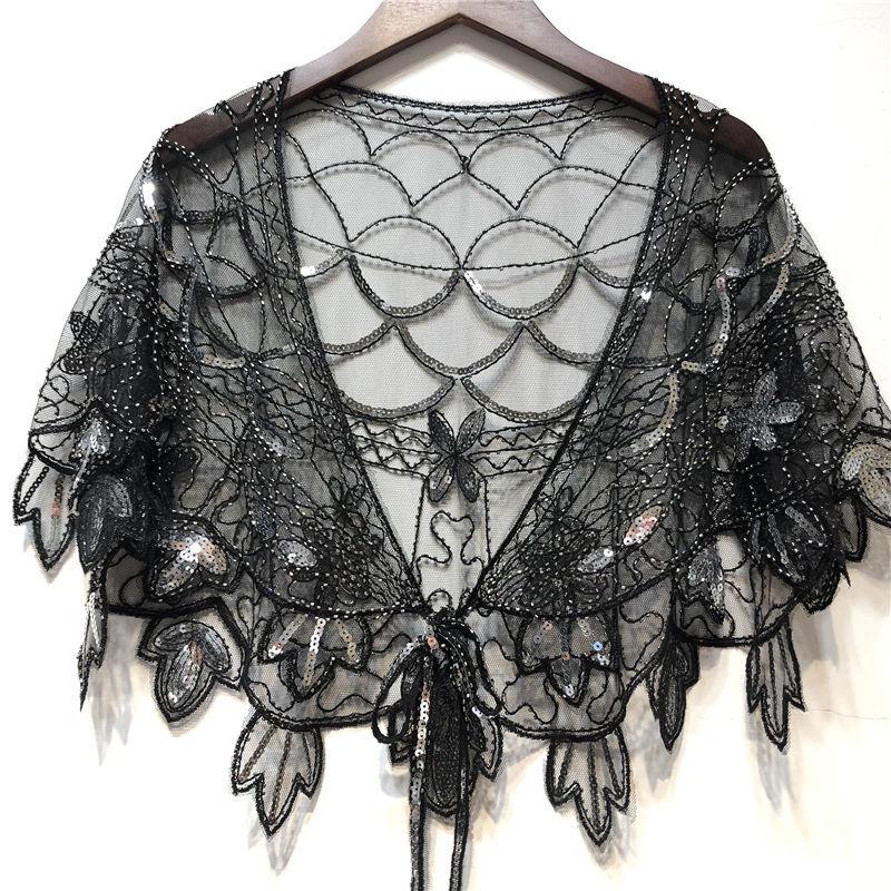 Women's Wedding Dress Shawl Retro Party Sequin 1920s Banquet Evening Dress Shawl